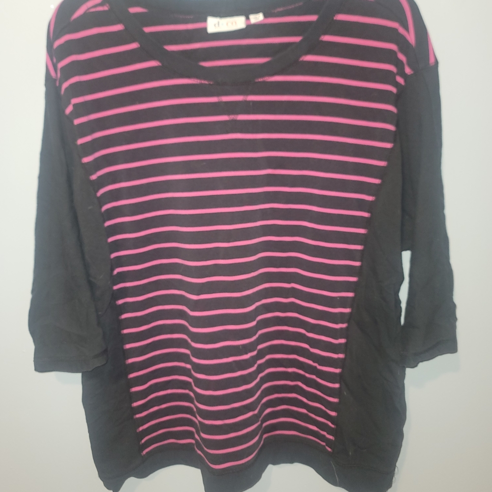 Dia & Co Black and Pink Striped Top